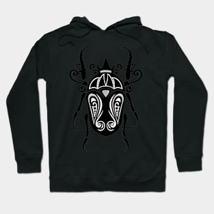 Black and White Illustration of Exotic Beetle Hoodie